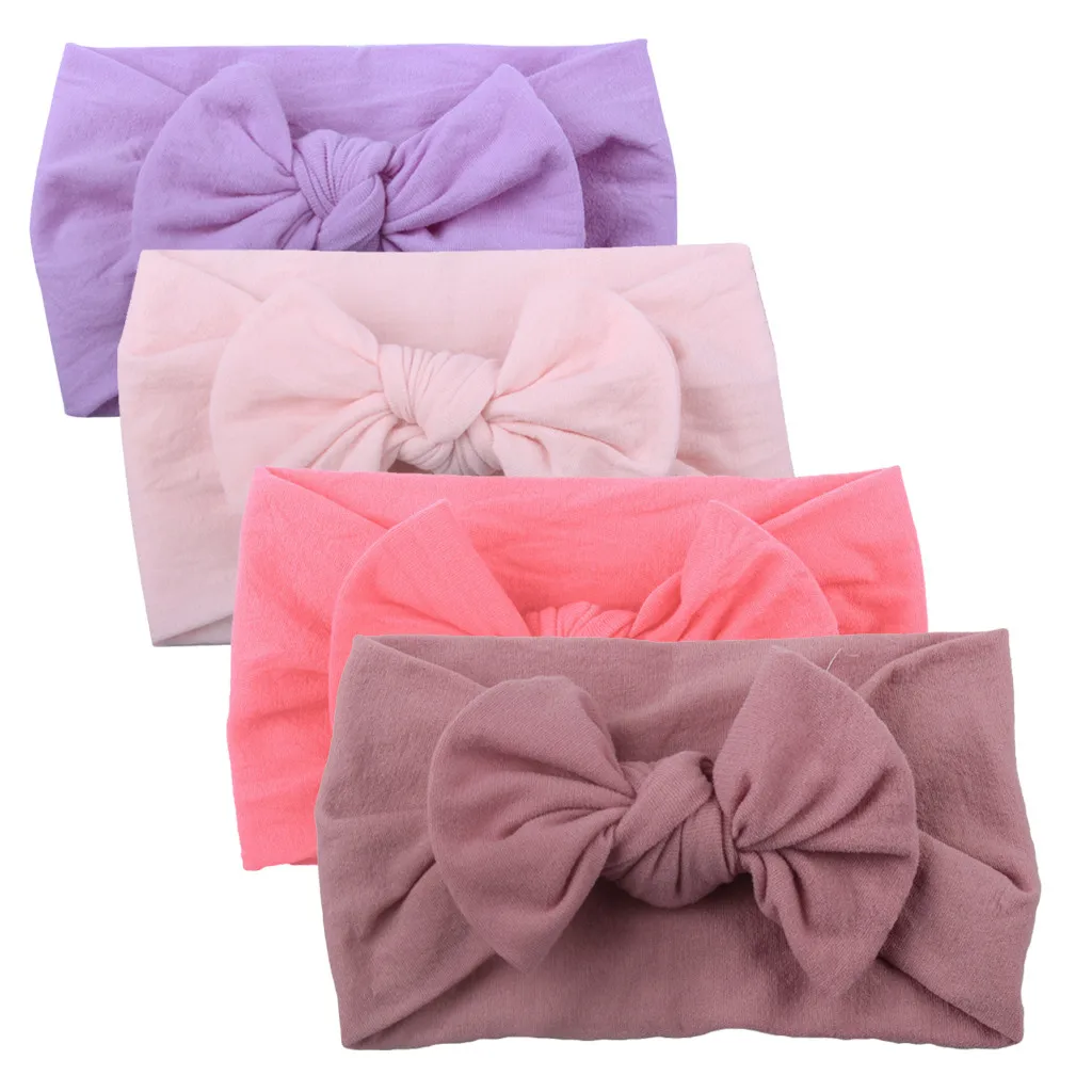 

4pcs Accessories Headwear Girls Baby Toddler Turban Solid Headband Hair Band Bow Cotton Blend High Quality Unisex 0-2 Years