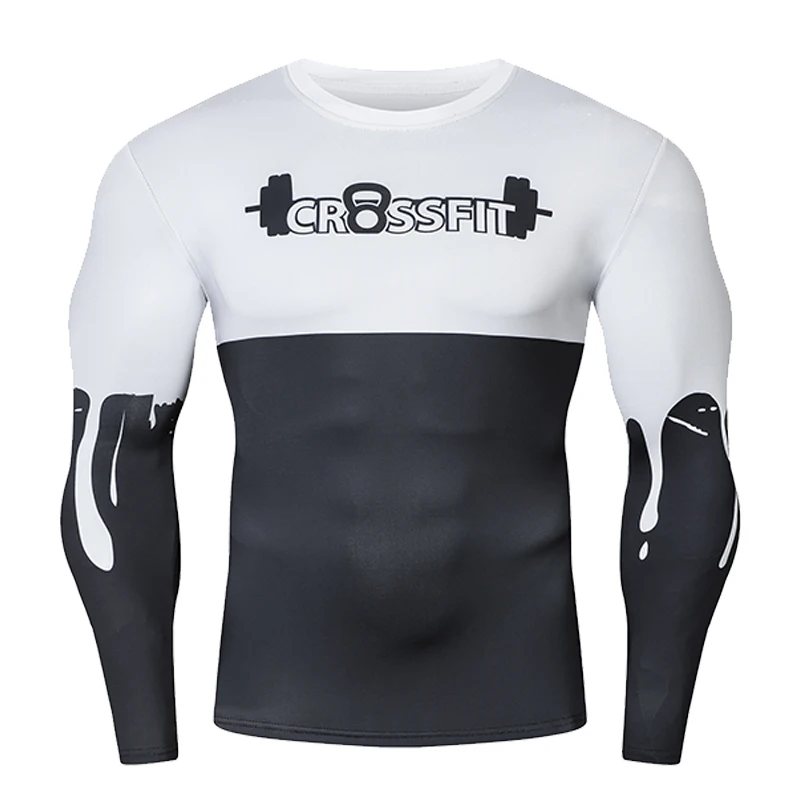 Мужская спортивная компрессионная футболка для фитнеса бега тренировок плотная