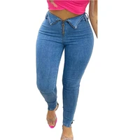 2021 fashion sexy women denim skinny pants high waist stretch zipper jeans blue slim pencil jeans women all match casual jeans