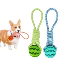 pet dog toys puppy rubber food leaking interactive pet ball cotton rope teeth cleaning 3 colors molar bite feeder chewing toys