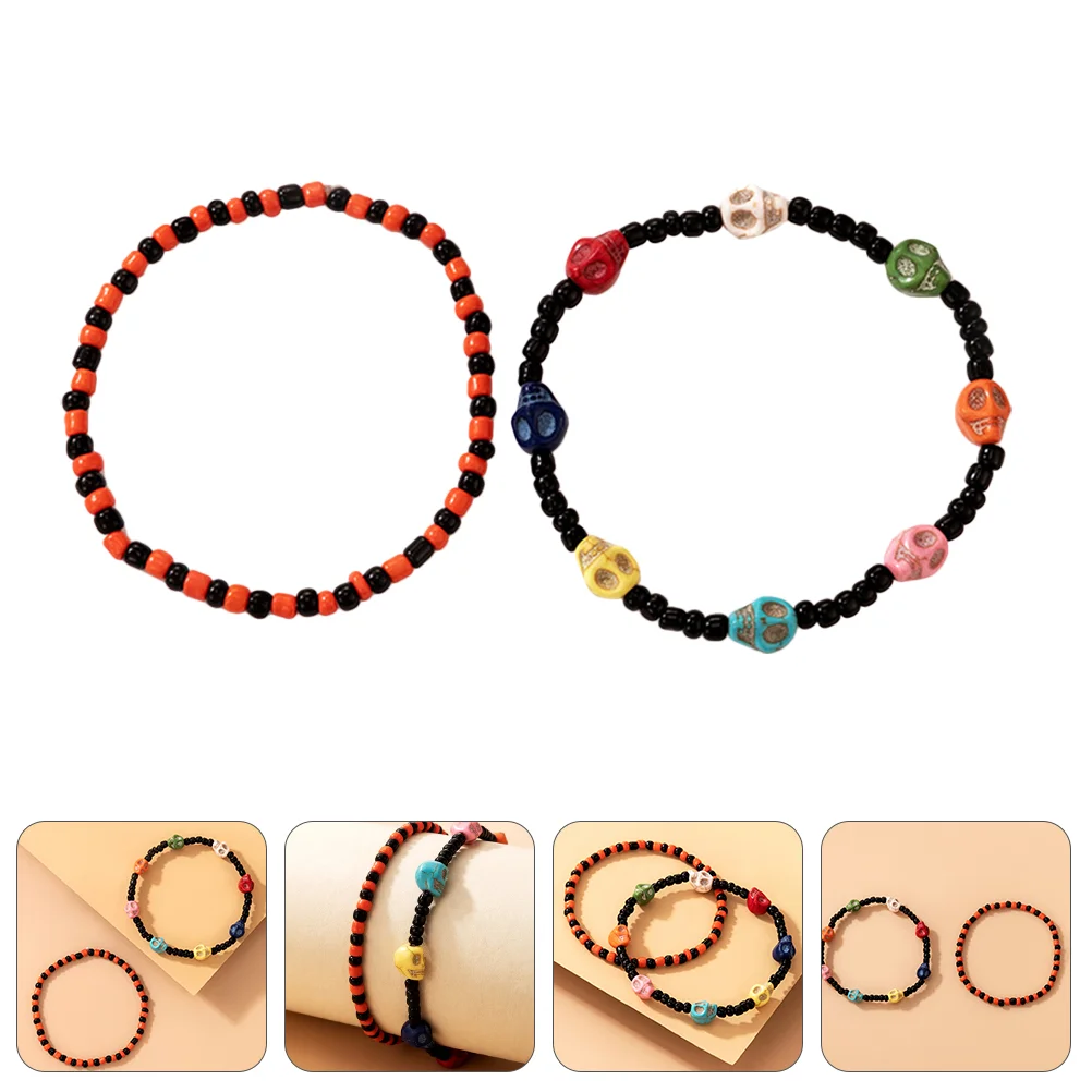 

2pcs Ethnic Bracelets Beaded Bracelets Hand Decorations