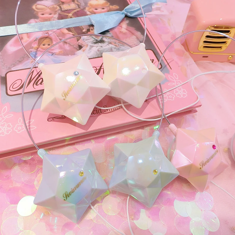 Японские милые блестящие звезды гарнитура с микрофонный сабвуфер сверхмощные