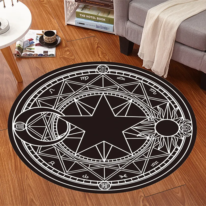

Floor Mat Cartoon Card Captor Anime Sakura Fluffy Rug Magic Array Carpet Doormat Antislip Plush Princess Handmade Living Room