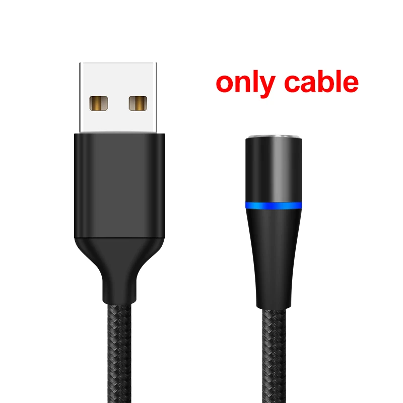 black IONCT 3A Магнитный зарядный кабель для быстрой зарядки для iPhone Xiaomi samsung Android мобильный телефон магнит type C Micro USB кабель для передачи данных - Цвет: black