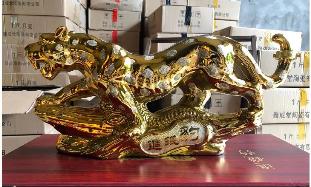 

leopard MODERN ABSTRACT LUCKY GOLD PANTHER SCULPTURE GEOMETRIC CERAMICS LEOPARD STATUE WILDLIFE DECOR GIFT CRAFT ORNAMENT R4298