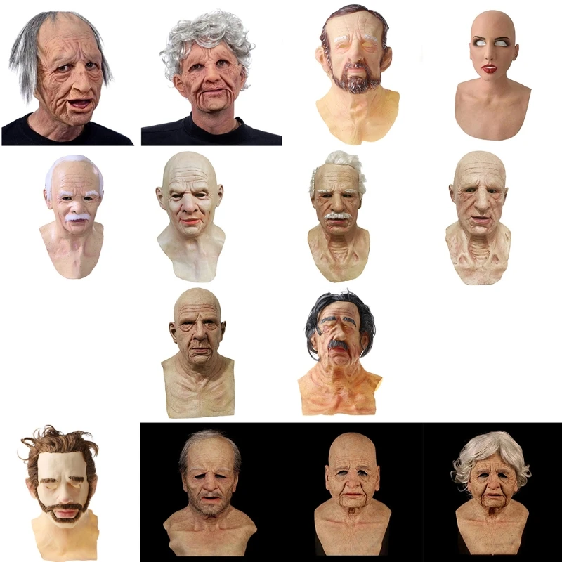 Реалистичная лысая маска для старика латексный шлем на все лицо маскарада