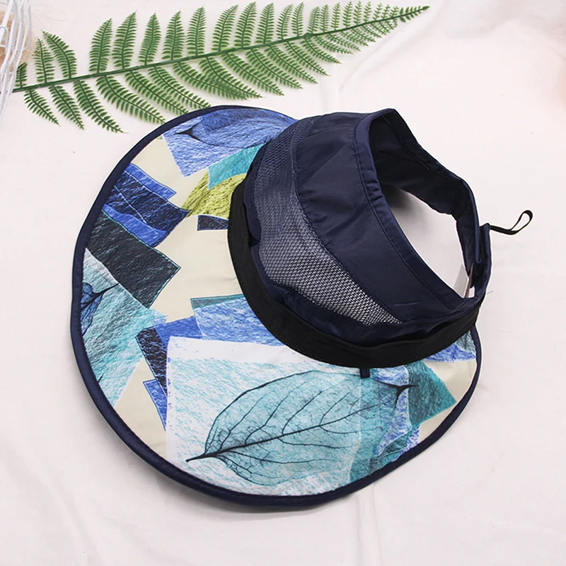 Summer Sun Hat Cap Protection Stripe Adjustable Empty Top Women's Elegant Ladies Simplicity Large Brimmed Hats | Спорт и