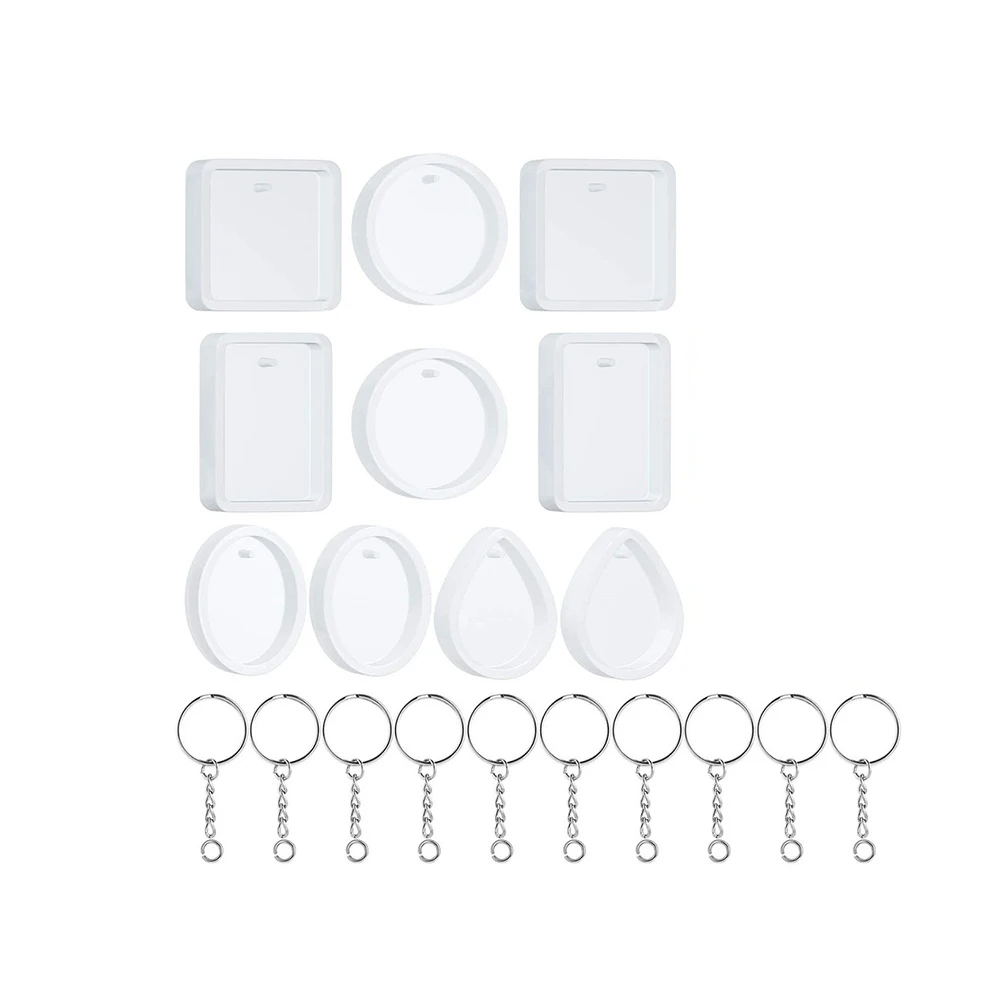 

20pcs/set Diy Keychain Pendant Casting Silicone Mould Kit With Keychain Resin Casting Mold Resin Crafting Tools Crystal Mold