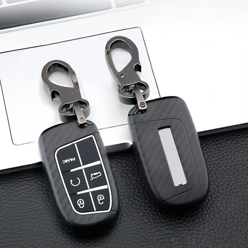

Carbon fiber Car Remote Key Cover Case For Jeep Grand Cherokee WK2 Renegade Compass Cherokee KL 2015 2016 2017 2018 2019 2020