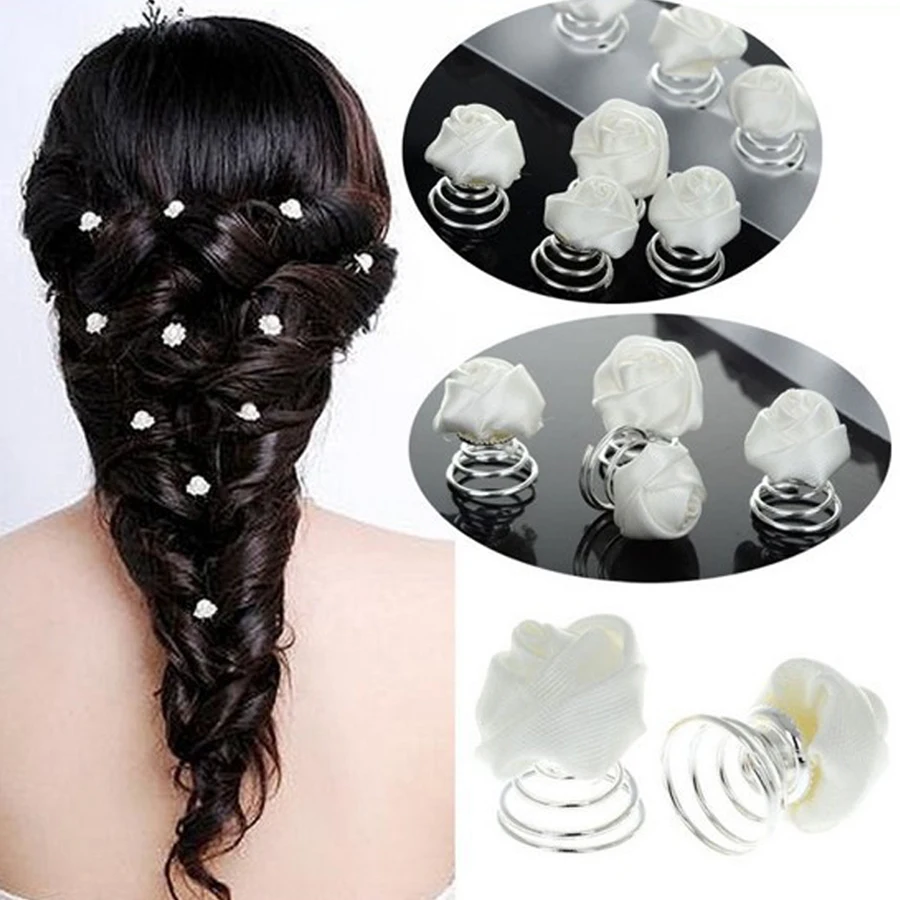 12 шт./лот свадебные туфли с белыми и розовыми розами заколка для волос Hairstick