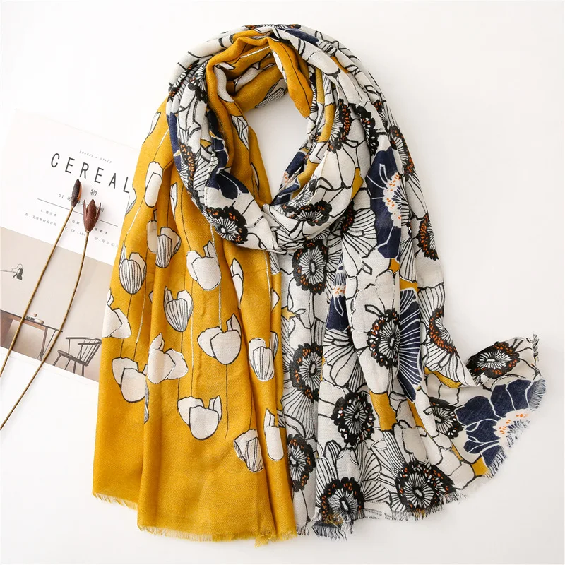 2020 Fashion Cotton Poppy Print Silver Foil Scarves Shawls Women Long Soft Beach Floral Fringe Wrap Scarf Hijab Free Shipping |