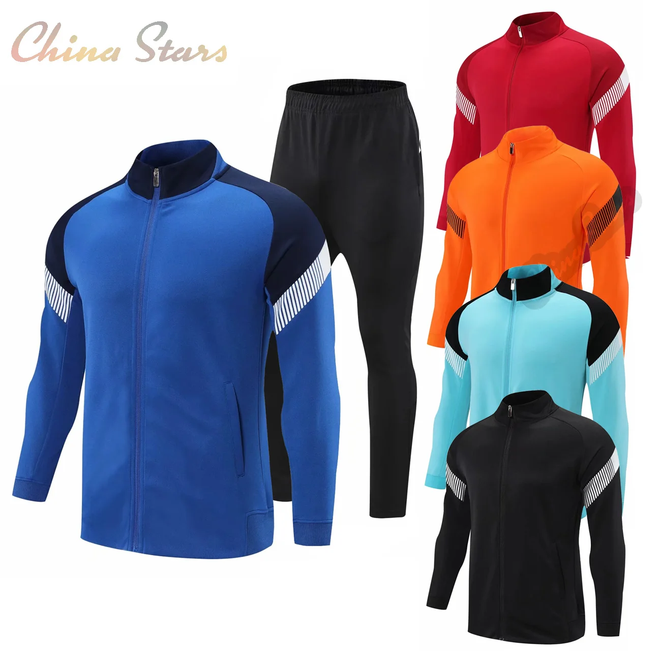 

Winter Men Soccer Jacket Pants Survetement Football Uniform Sports Kits Futbol Jersey Leg Pants Sets Football Training Tracksuit