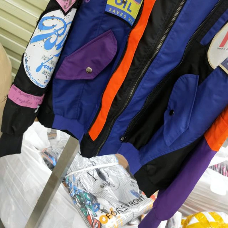 2020 корейская мода свободная куртка Английский алфавит маркировочный узор печать