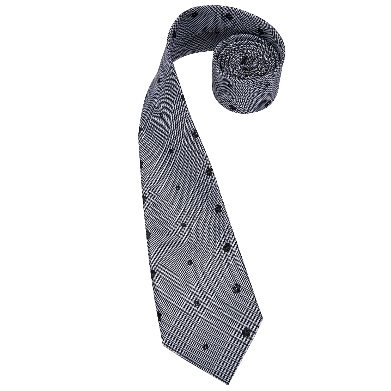 Модный мужской галстук черный белый Шелковый Цветочный жаккардовый тканый