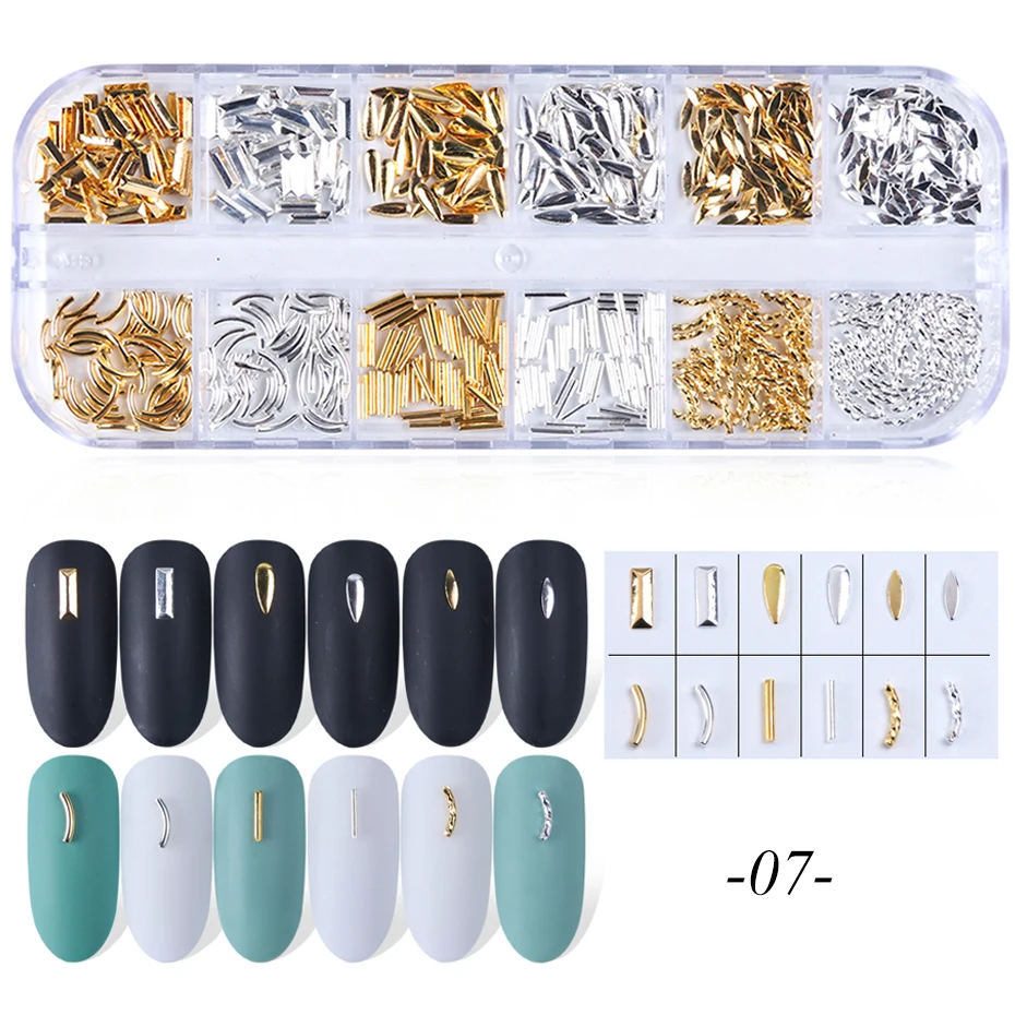 12 сеток 3D украшения для дизайна ногтей блестящие шпильки смешанные Стразы бисер