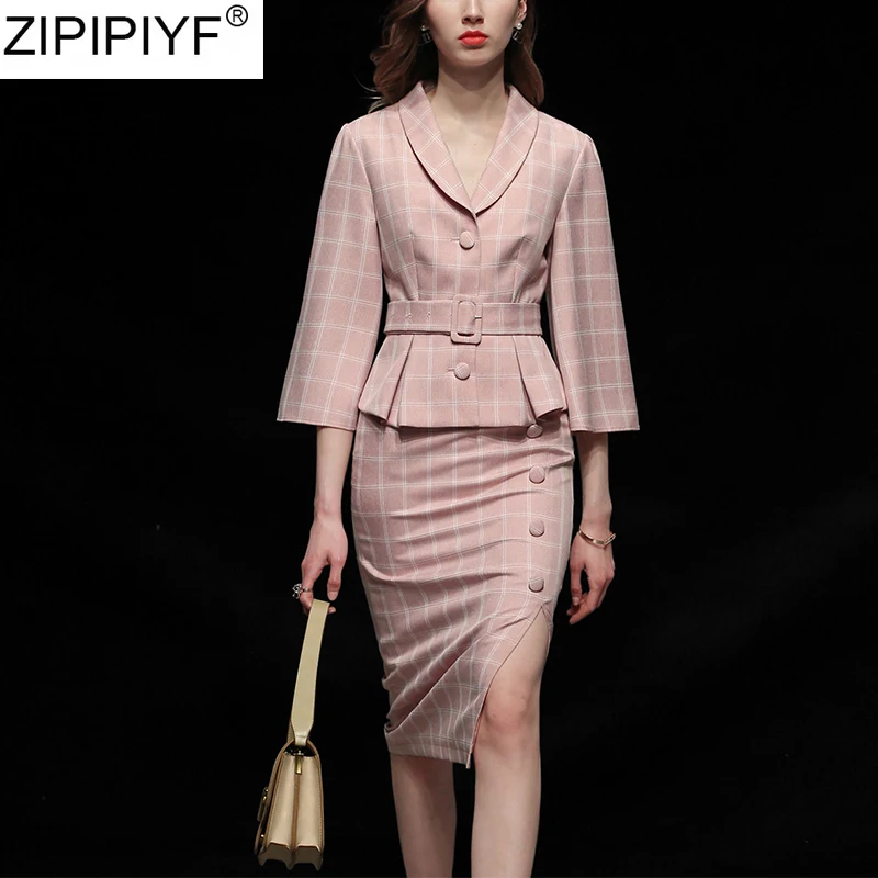 Женский комплект из двух предметов пиджак с отложным воротником и рукавом 2020