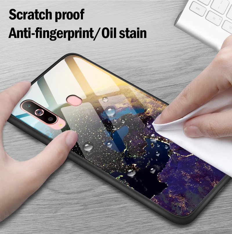 Чехол для телефона для samsung Galaxy A10 A20 A30 A40 A50 A6S A70 A8S A80 A90 закаленное Стекло крышка J4Plus M10 M20 M30 Note9 жесткий корпус