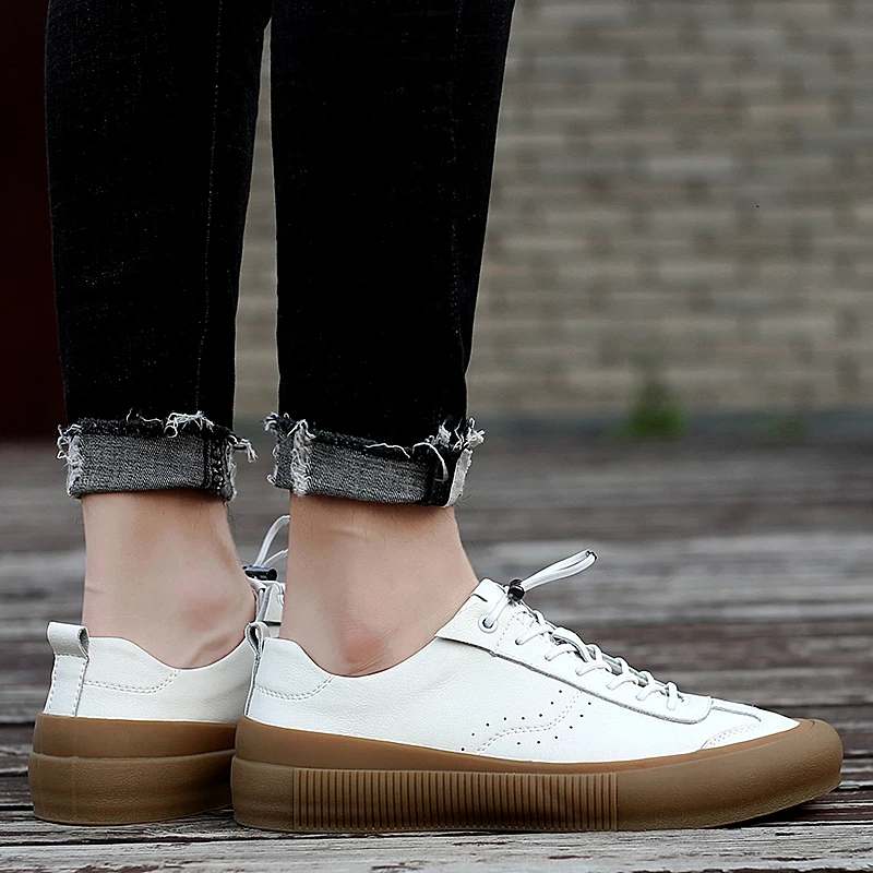 Sneakers Men Shoes Genuine Leather Top Quality Original Brand Autumn Casual Men Shoe Simple White Sneakers Comfortable Men Flats
