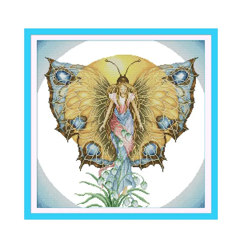 

Spirit of butterfly (1) cross stitch kit people 18ct 14ct 11ct count print canvas stitches embroidery DIY handmade needlework