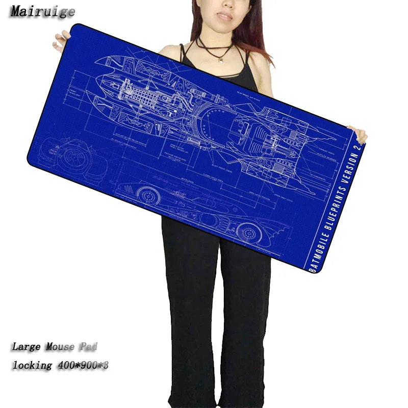 Mairuige Batman Batmobile Blueprints большой игровой коврик для мыши для геймера с блокировкой края коврик для мыши для ноутбука компьютерный коврик для мыши для CS GO
