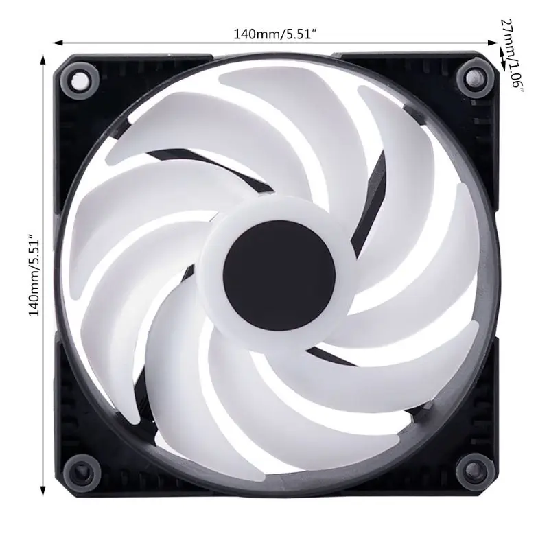 Цветная (RGB) светодиодный Радуга Цвет вентилятор 12 14 см ШИМ охлаждения для 5V 3PIN