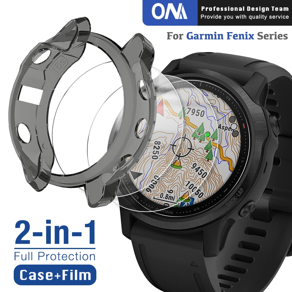 2-в-1 защитный чехол + защита для экрана Garmin Fenix 7 7S 7X 6 6S 6X Pro 5 5S Смарт-часы
