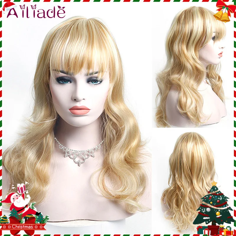 AILIADE длинные золотые парики термостойкие высокотемпературные синтетические для