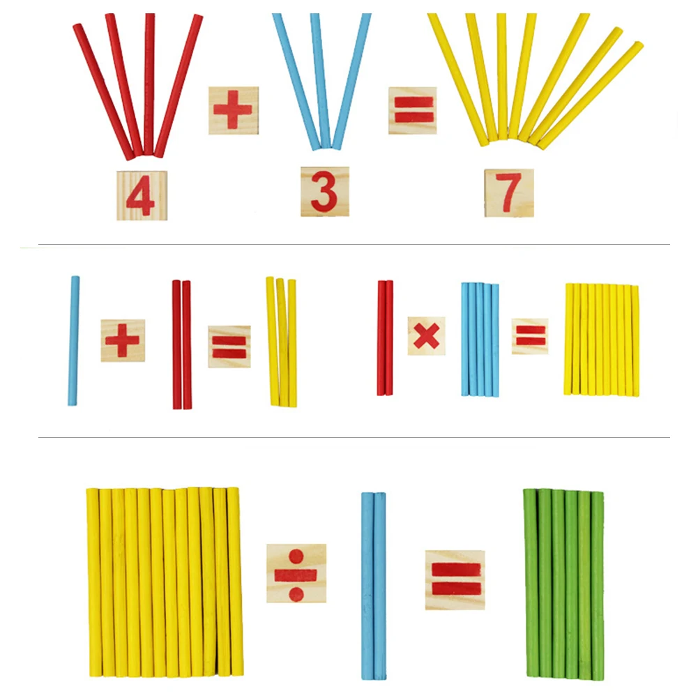 Детские игрушки Счетные палочки Обучающие деревянные строительные блоки