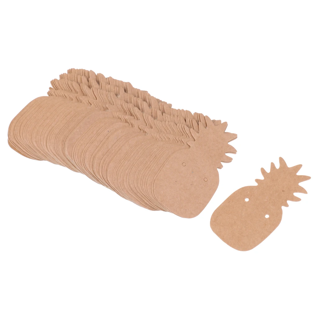 100 штук ретро крафт бумаги Бумага ананас Форма серьги бирки для демонстрации