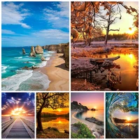 5d diamond painting setting sun landscape sea view round embroidery cross stitch kit painting mosaic diy home decoration gift
