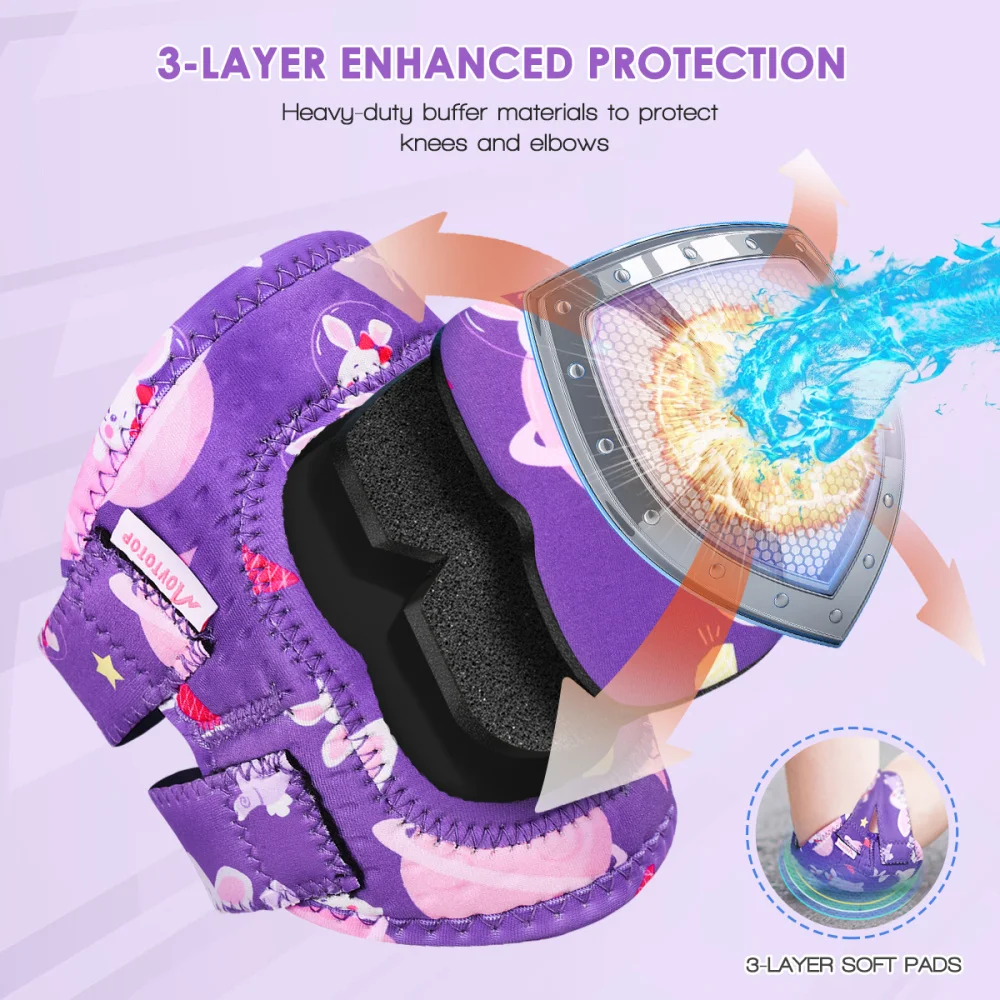

MOVTOTOP Protective Gear Set Kids Sports Gears Knee Pads Elbow Protective Pads for Riding Cycling Skateboarding Size S/M