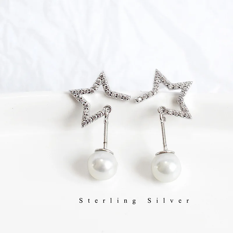 Женские серьги подвески из серебра 925 пробы с жемчугом|Серьги-подвески| |