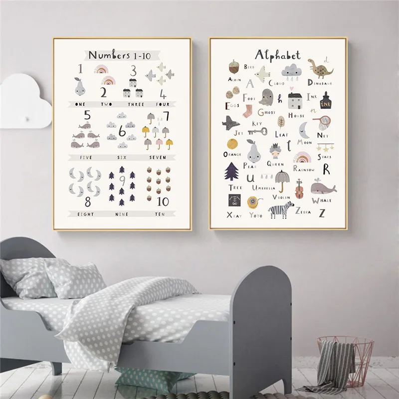 

Animal 26 Letters Educational Decoration Canvas Painting Children Kids Room Wall Pictures Modern Print and Posters Home Decor