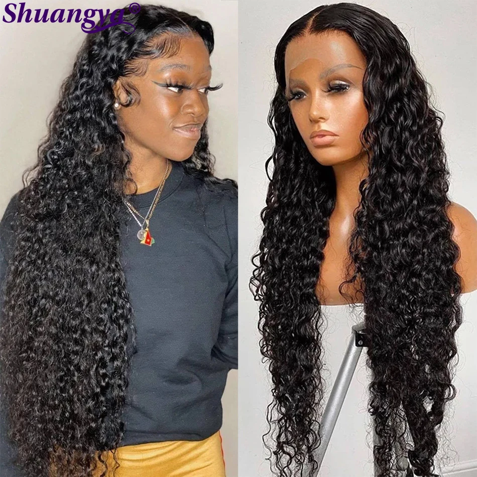 Парик из натуральных человеческих волос с прозрачной кружевной волной 28-30 дюймов