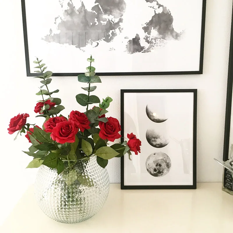 10pcs real touch rose flowers flannel flower bouquet single head rose artificial flowers bunch for wedding decoration home decor free global shipping