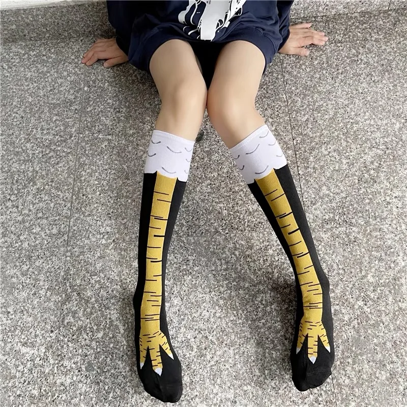 

Knee High Chicken Long Socks Fashion Cotton Hen 3D Unisex Realistic Funny Print Calf Socks Cartoon Chicken Legs Socks Man Women