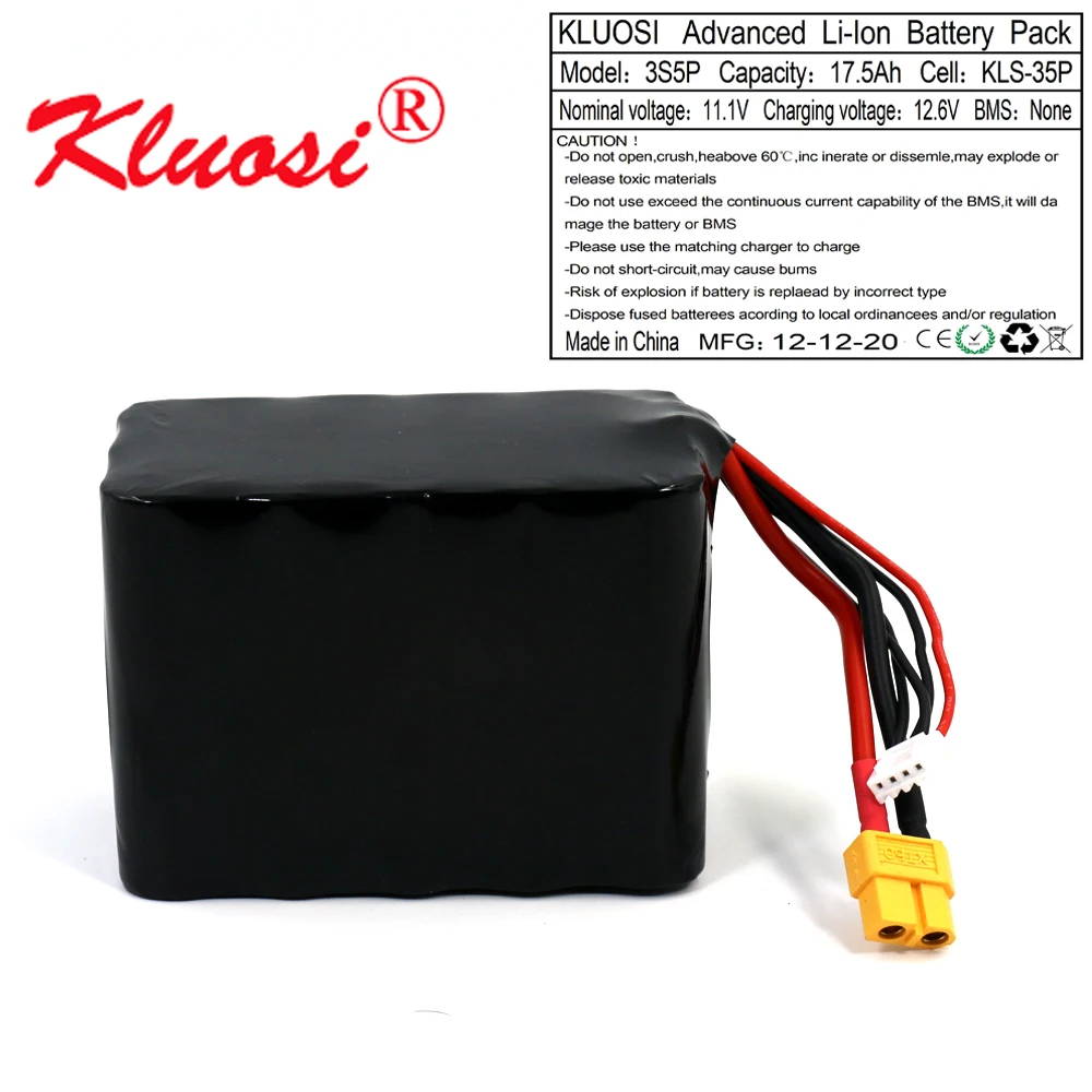 KLUOSI 3S5P 12V 17.5Ah 18Ah 12 6 V Высокая Ёмкость Бла (беспилотный летательный аппарат