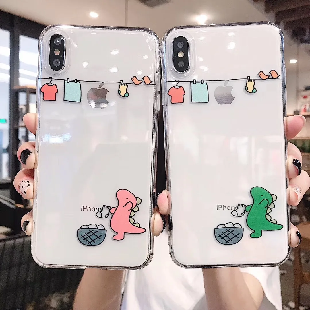 Забавный чехол с рисунком пары динозавров для телефона iphone Xs MAX XR X 6 6s 7 8 plus простая