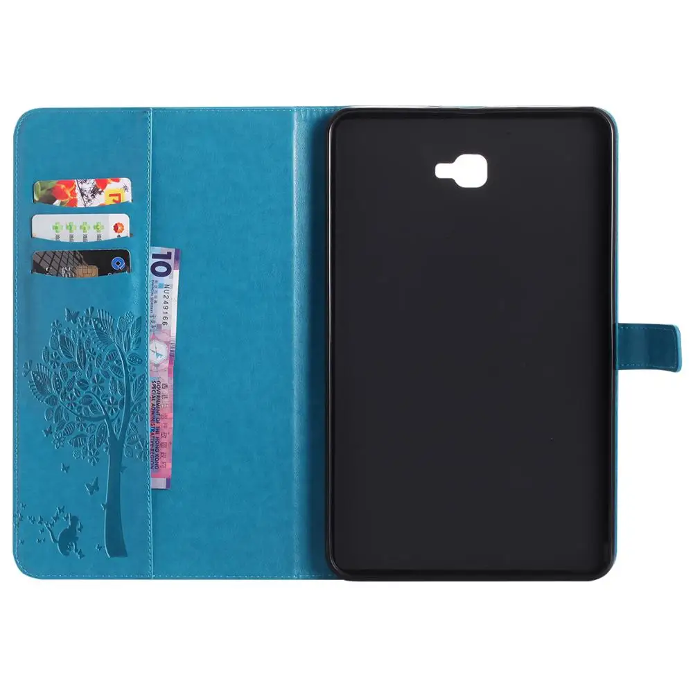 

PU Tablet Protective Shell For Samsung Galaxy Tab A Case T580 T585 10.1 Inch Fashion Cat Tree Pattern Cover Stand Funda+pen