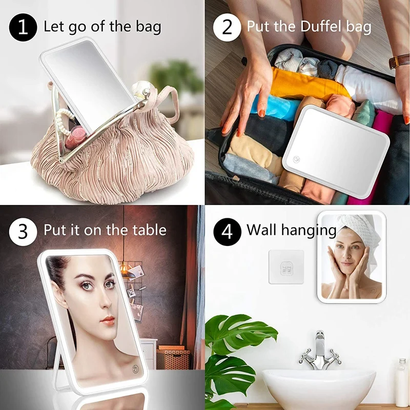 Зеркало для макияжа 3 цвета регулируемое настенное освещение Smart Press | Красота и