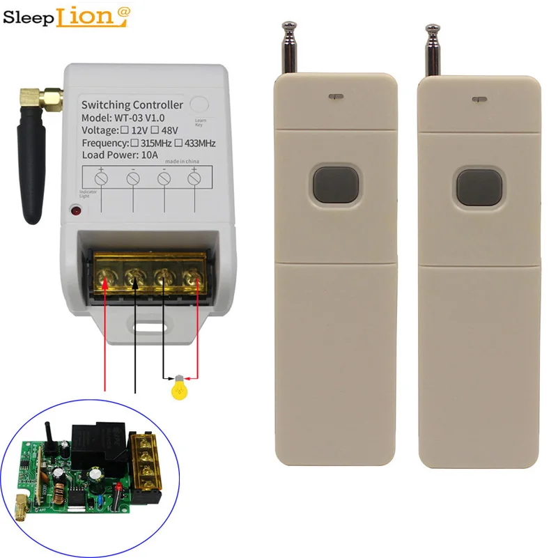 

Sleeplion Special Pump Switch 12V-48V 24V 1CH Relay Module 300M Wireless Control Switch 433MHz/315MHz