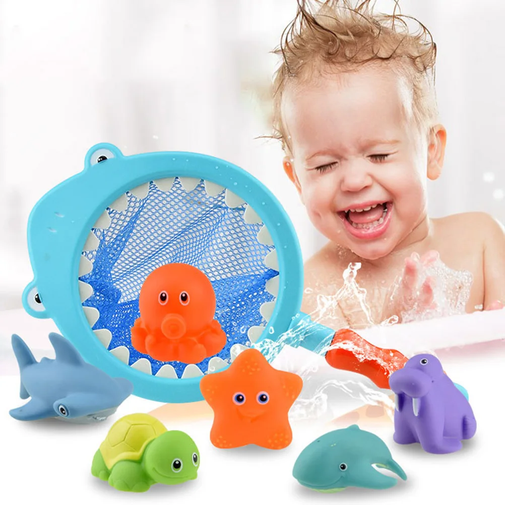 Детские Игрушки для ванны милые животные 7 шт./компл. детская Акула черепаха