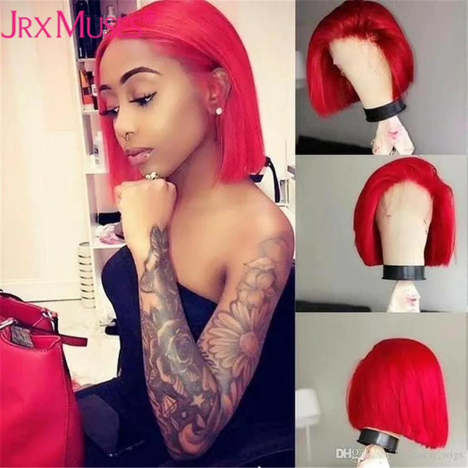 

Burgundy Short Human Hair Wigs 99j Color Peruvian Straight Bob Lace Part Wig Pre Plucked Hairline with Baby Hair T Part Lace Wig