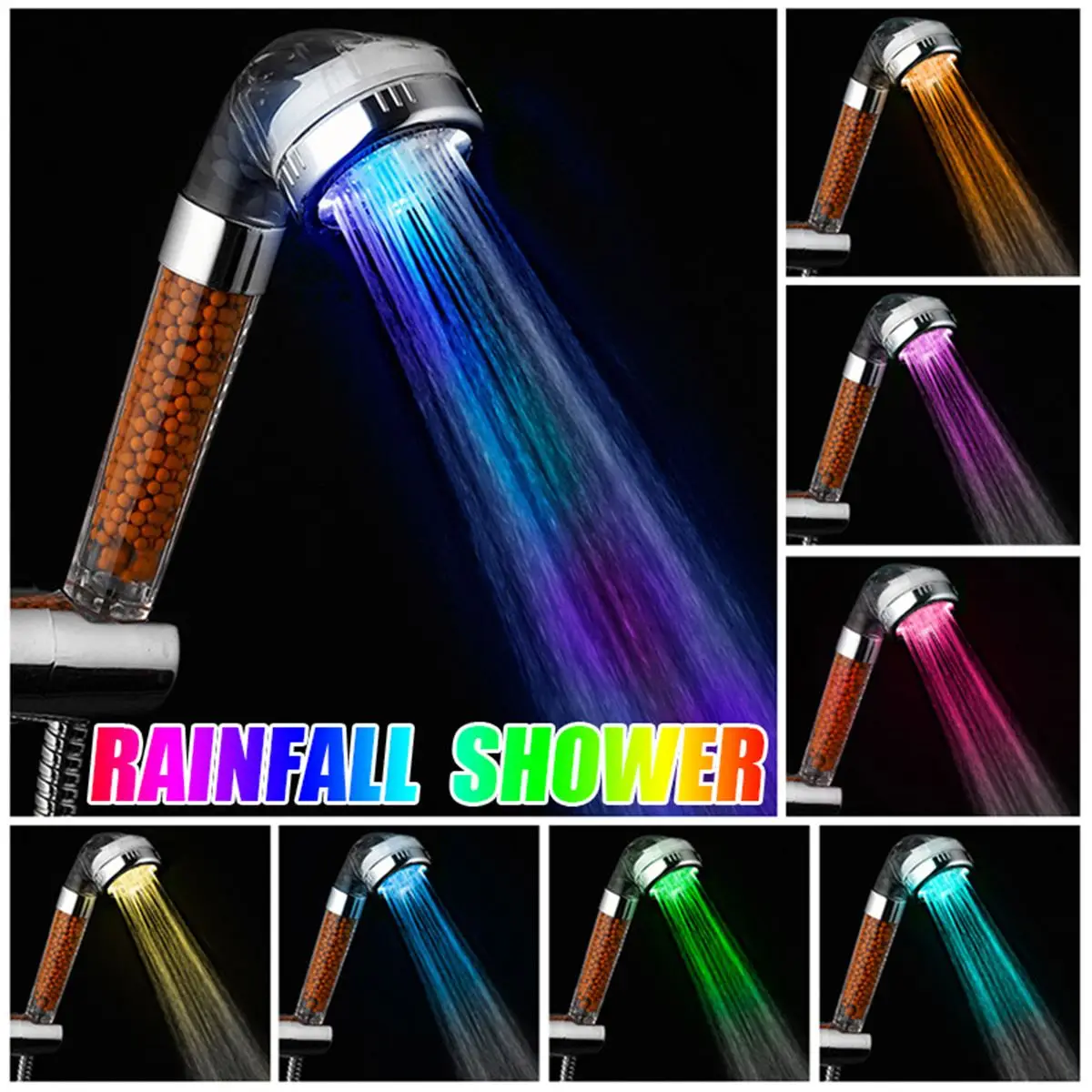 

Цветной СВЕТОДИОДНЫЙ Anion Душ Спа Душевая Головка под давлением водосберегающий контроль температуры цветной светильник ручной большой дож...