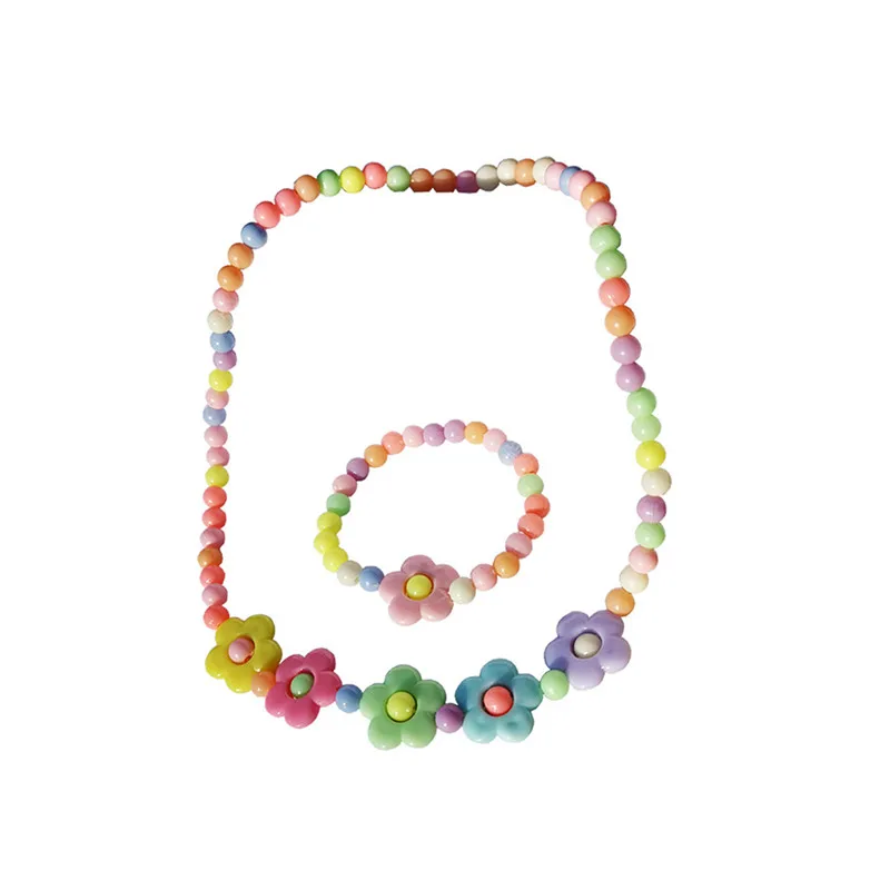 18 шт. акриловое красочное детское ожерелье с цветами для девочек браслет Детские