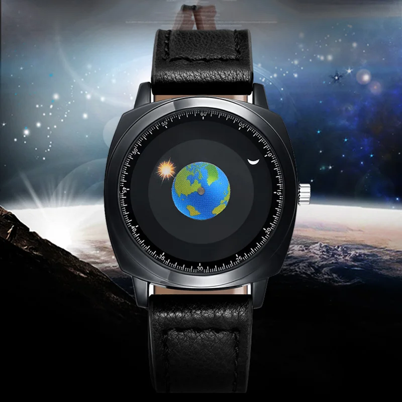 

ADDIES Fashion Creative Rotating Earth Watch Silicone Leather Quartz Sports Watch Men's and Women's Watch Relogio Masculino