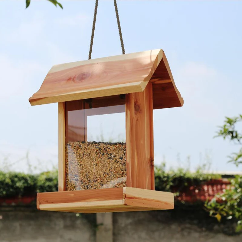 Cedar Wood Handmade Hopper Feeder