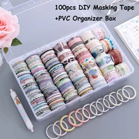 skysonic 100pcs washi tapetransparent box organizer adhesive masking tapes set decorative sticker scrapbook tape gift sets