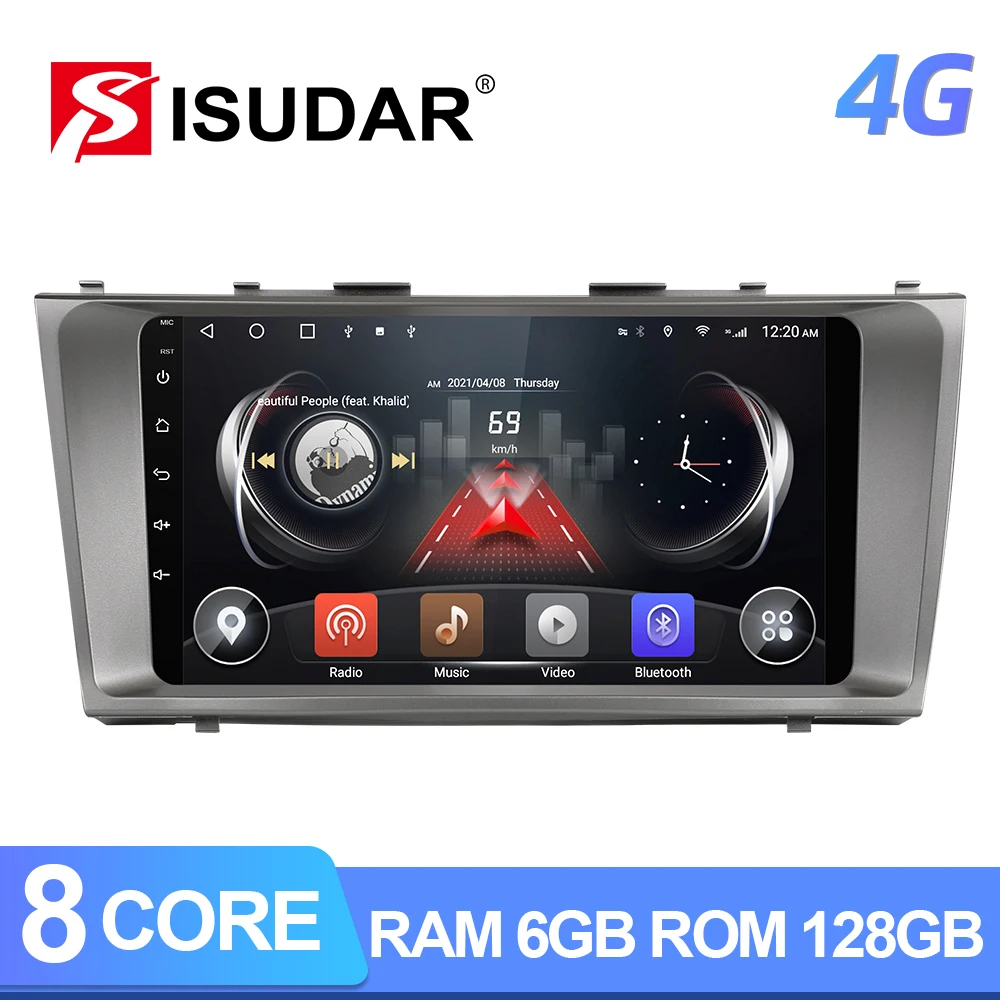 ISUDAR T72 QLED Android 10 для Toyota Camry 7 XV 40 2006 2011 GPS автомобильное мультимедийное Радио 8 Core ROM