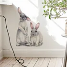 Настенные наклейки с кроликами, два милых кролика, настенные наклейки, можно удалить наклейки из детского домашнего декора, пасхальное украшение